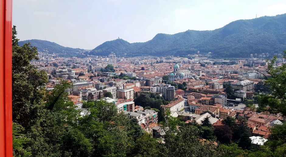 View of Como city from the Brunate funivia part-way up